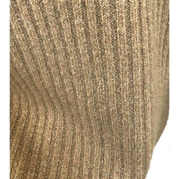 Express Women’s Small Sweater Tan Metallic Wool Blend Long Sleeve Cardigan - Picture 5 of 6
